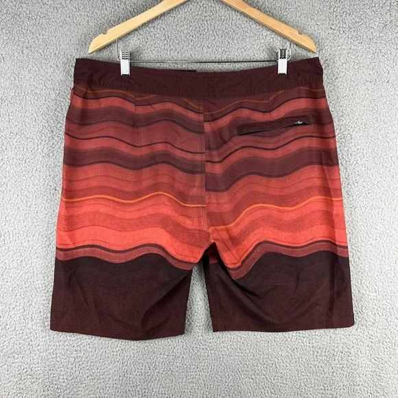 Prana Breathe Sediment Board Shorts Mens 38 Burgundy Red Striped 10" Inseam - Picture 6 of 13